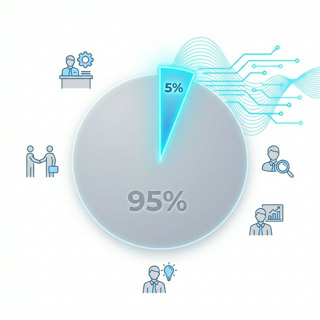 Pie chart showing 5% vs 95% AI adoption divide