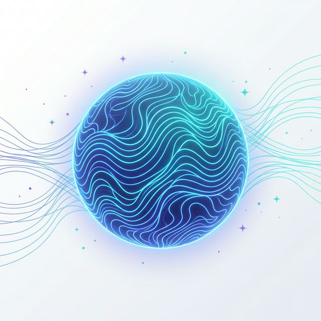 The AI Shift - flowing neon wave lines forming a digital globe